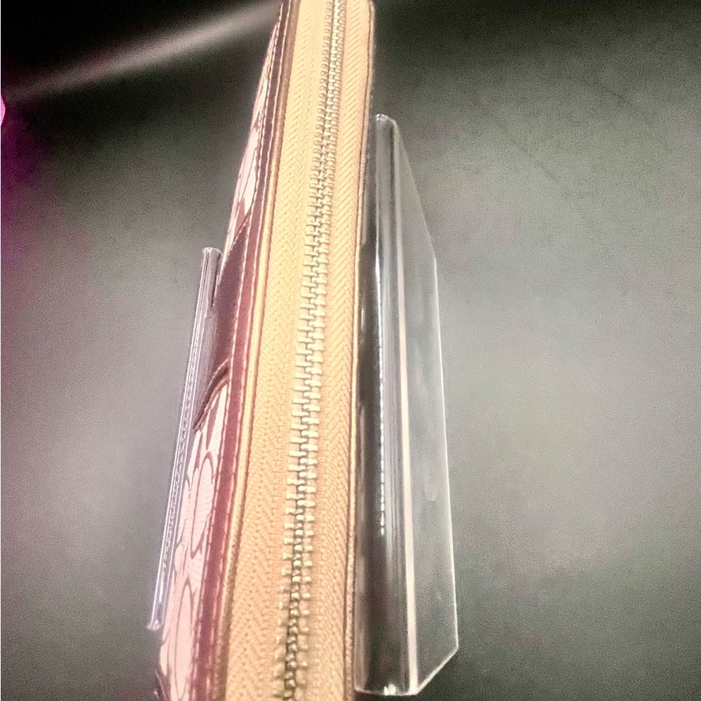COACH Metallic Burnished Bronze/Gold and Tan Signature Wallet CC’s Stunning - Picture 6 of 11